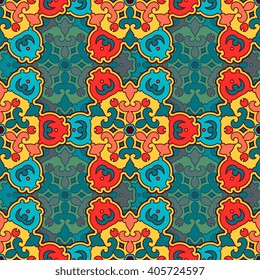 Seamless pattern ethnic style. Vintage decorative texture. Indian, arabic motive.