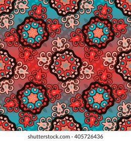 Seamless pattern ethnic style. Vintage decorative texture. Indian, arabic motive.