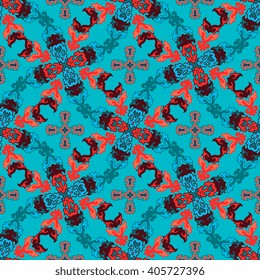Seamless pattern ethnic style. Vintage decorative texture. Indian, arabic motive.