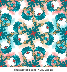 Seamless pattern ethnic style. Vintage decorative texture. Indian, arabic motive.