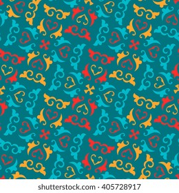 Seamless pattern ethnic style. Vintage decorative texture. Indian, arabic motive.