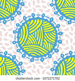 Seamless pattern with ethnic sun, mandala. Turkish, Indian, Persian, African. Vector illustration