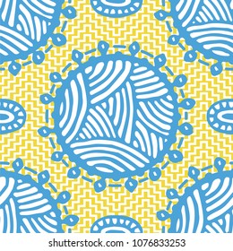 Seamless pattern with ethnic sun, mandala. Turkish, Indian, Persian, African. Vector illustration