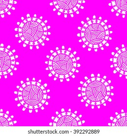 Seamless pattern with ethnic sun, mandala. Turkish, Indian, Persian. Vector illustration