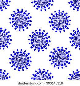 Seamless pattern with ethnic sun, mandala. Turkish, Indian, Persian. Vector illustration