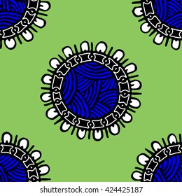 Seamless pattern with ethnic sun, mandala. Turkish, Indian, Persian. Vector illustration