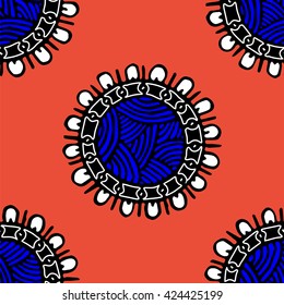 Seamless pattern with ethnic sun, mandala. Turkish, Indian, Persian. Vector illustration