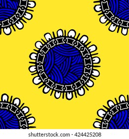 Seamless pattern with ethnic sun, mandala. Turkish, Indian, Persian. Vector illustration