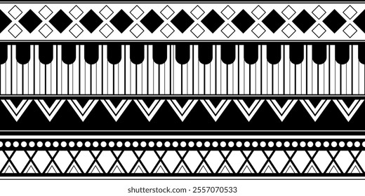 seamless pattern ethnic texture design vector in monochrome color