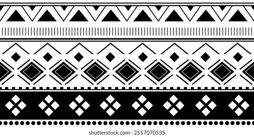 seamless pattern ethnic texture design vector in monochrome color