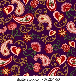 Seamless pattern in ethnic traditional style. The pattern of mandalas and Paisley pattern in Indian style.