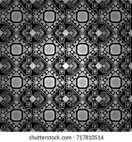 Seamless pattern in ethnic traditional style. Abstract vintage pattern with decorative tiles pattern. Vector oriental style in white, black and gray colors.