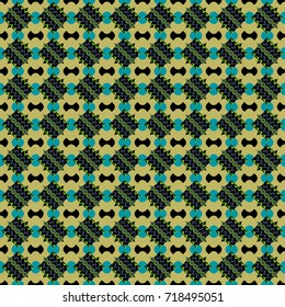 Seamless pattern in ethnic traditional style. Abstract vintage pattern with decorative tiles pattern. Vector oriental style in neutral, black and blue colors.