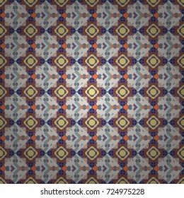 Seamless pattern in ethnic traditional style. Abstract vintage pattern with decorative tiles pattern. Vector oriental style in neutral, gray and beige colors.