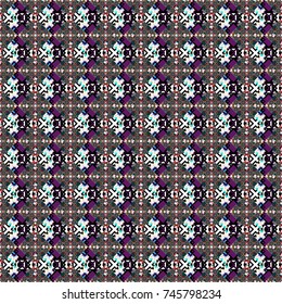 Seamless pattern in ethnic traditional style. Abstract vintage pattern with decorative tiles pattern. Vector oriental style in black, white and gray colors.