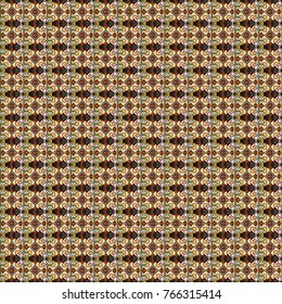 Seamless pattern in ethnic traditional style. Abstract vintage pattern with decorative tiles pattern. Vector oriental style in brown, gray and green colors.