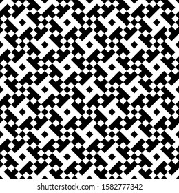Seamless pattern. Ethnic wallpaper. Figures ornament. Mosaics background. Geometric motif. Folk image. Simple shapes backdrop. Digital paper, web design, textile print, abstract illustration. Vector.