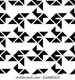 Seamless pattern. Ethnic wallpaper. Mosaics background. Triangles, figures ornament. Geometric motif. Simple shapes backdrop. Digital paper, web design, textile print, abstract. Vector artwork.