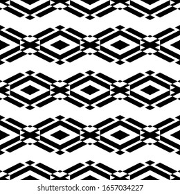 Seamless pattern. Ethnic wallpaper. Rhombuses, parallelograms, figures ornament. Folk motif. Digital paper, textile print, web design, abstract. Geometric backdrop. Simple shapes background. Vector.