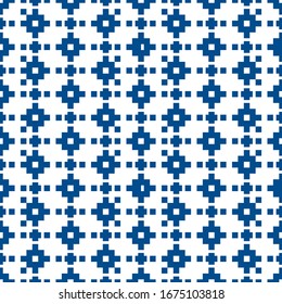 Seamless pattern. Ethnical folk image. Inca crosses, squares ornament. Ancient mosaic. Ethnic embroidery background. Tribal wallpaper. Tribe motif. Digital paper for web design, textile print. Vector