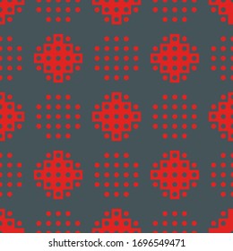 Seamless pattern. Ethnical folk wallpaper. Inca crosses, circles ornament. Ethnic embroidery image. Tribal background. Tribe motif. Ancient mosaic. Digital paper for web design, textile print. Vector.