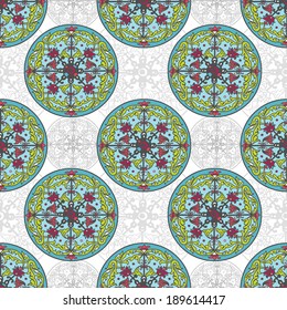 seamless pattern in ethnic/slavic/medieval style, vector illustration 