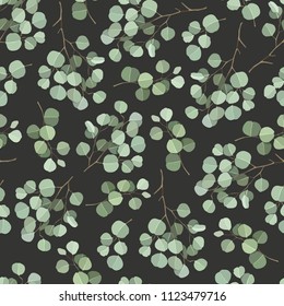 Seamless pattern with eucalyptus branches