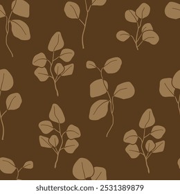 Seamless pattern of eucalyptus branches, background