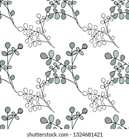 Seamless pattern of eucalyptus branches.Card for invitations and congratulations. Vector illustration.