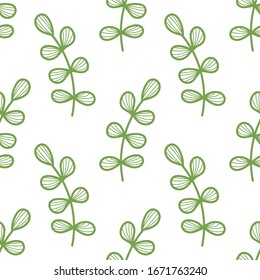 Seamless pattern with eucalyptus on white background, vector illustration