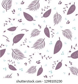 Seamless pattern of Eucalyptus palm fern different tree, foliage natural branches, green leaves, herbs, tropical plant hand drawn Vector fresh beauty rustic eco friendly background on white