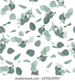 A seamless pattern of Eucalyptus. vector illustration. flower backgorund.
