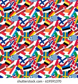 Seamless pattern of European countries flags.