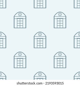 Seamless pattern of European facade, door and window cartoon vector, flat design for background. Outline graphic in construction concept.
