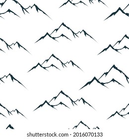 Seamless pattern with everest mountains. Wanderlust background for textile. Vector isolated landscape texture.