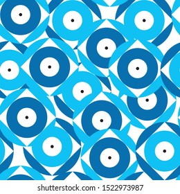 seamless pattern with evil eyes in blue colors vector