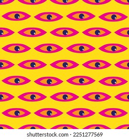 Seamless pattern with evil eyes, hand drawn vector illustration