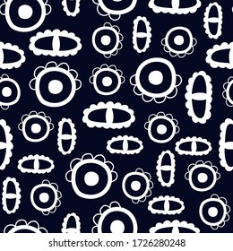 Seamless pattern with evil mystical eyes on white background in a hand drawn style. Illustration with magic symbols for Wallpaper, fabric, textile, packaging paper design. Vector