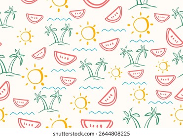 El patrón sin costuras evoca la esencia de las escapadas de verano y tropicales.