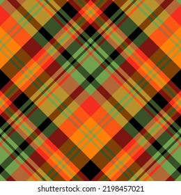 Seamless pattern in excellent black, red, orange and green colors for plaid, fabric, textile, clothes, tablecloth and other things. Vector image. 2