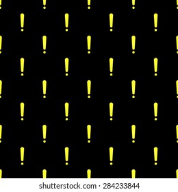 Seamless pattern of exclamation marks colored black yellow background. Vector illustration. Editable can be used for web page backgrounds, pattern fills