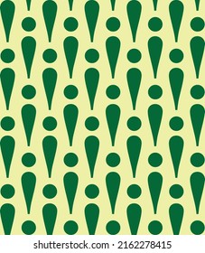 Seamless pattern of exclamation marks , green color , water drop circular and longitudinal pattern