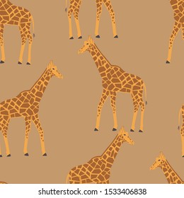 Patrón sin problemas con jirafa animal exótica. Ilustración vectorial para impresión en tela, postal, papel envolvente, libro, imagen, papel tapiz. Trato del bebé.