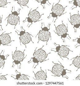 Seamless pattern with exotic beetles.