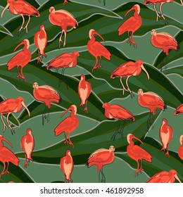 seamless pattern with exotic birds