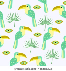 Seamless pattern  exotic brazil toucan bird background 