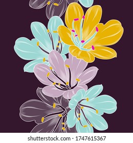 Seamless  pattern with exotic clivia flowers. Vector illustration.