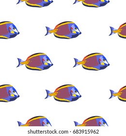 Seamless pattern with exotic fishes