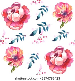 Seamless pattern. Pattern exotic flower. Vector illustration in a watercolor style. Use printed materials, signs, objects, websites, maps.