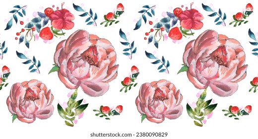 Seamless pattern. Pattern exotic flower. Vector illustration in a watercolor style. Use printed materials, signs, objects, websites, maps.
